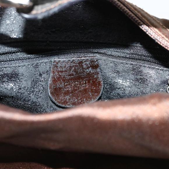 GUCCI Bamboo Hand Bag Nylon Brown Auth bs7822 - Picture 15 of 16